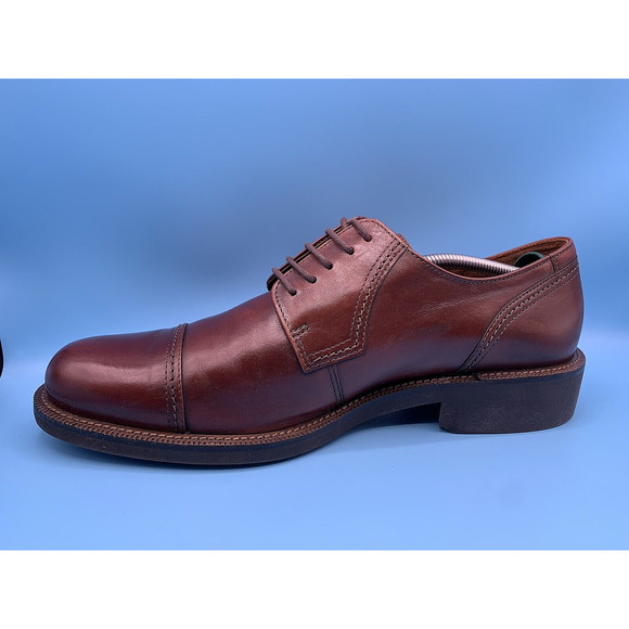 ECCO Brown Leather Cap Toe Lace Up Oxfords Dress Shoes Men's Size 10 B/ EU Sz 44 - Picture 3 of 11